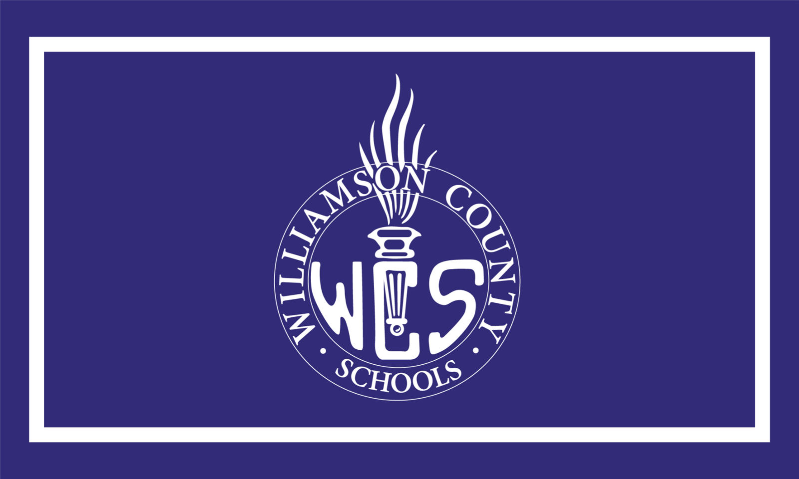 White WCS logo on blue background